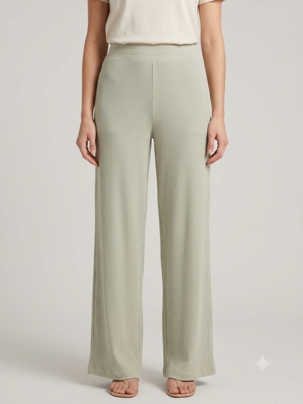 Uniqlo Wide-Leg Knit Ankle Pants in Light Sage